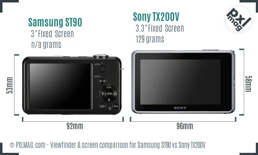 Samsung ST90 vs Sony TX200V Screen and Viewfinder comparison