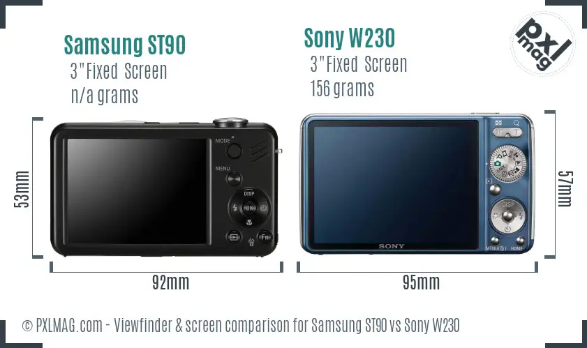 Samsung ST90 vs Sony W230 Screen and Viewfinder comparison Samsung ST90 vs Sony W230 Screen and Viewfinder comparison