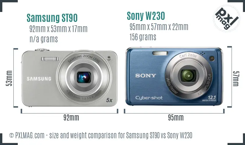 Samsung ST90 vs Sony W230 size comparison Samsung ST90 vs Sony W230 size comparison