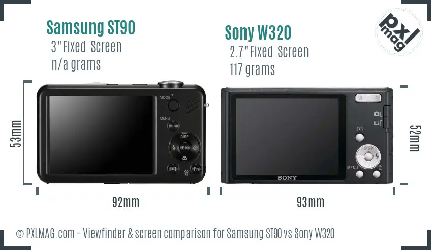 Samsung ST90 vs Sony W320 Screen and Viewfinder comparison