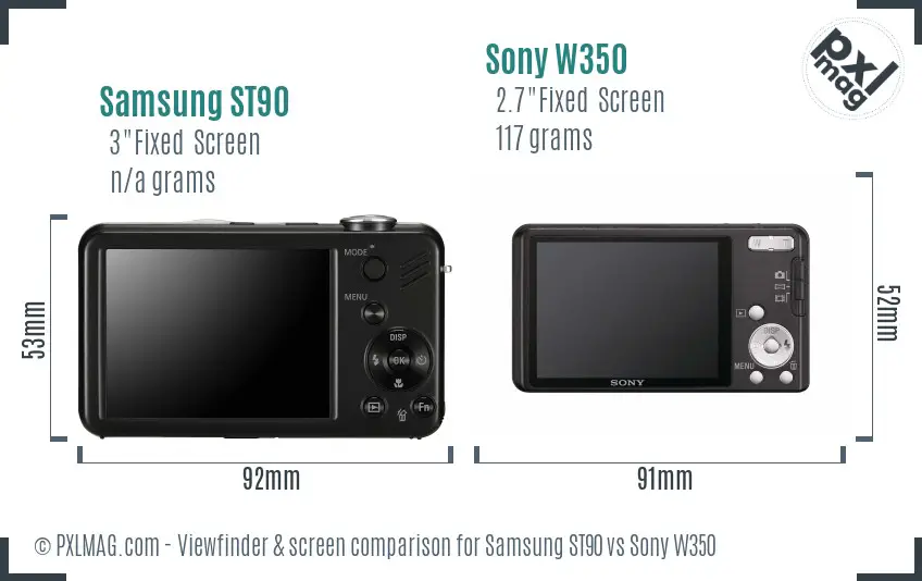 Samsung ST90 vs Sony W350 Screen and Viewfinder comparison