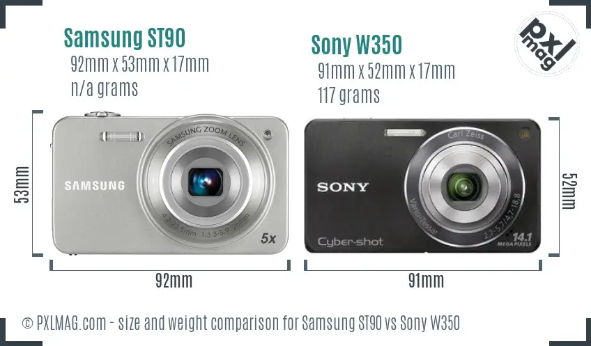 Samsung ST90 vs Sony W350 size comparison Samsung ST90 vs Sony W350 size comparison
