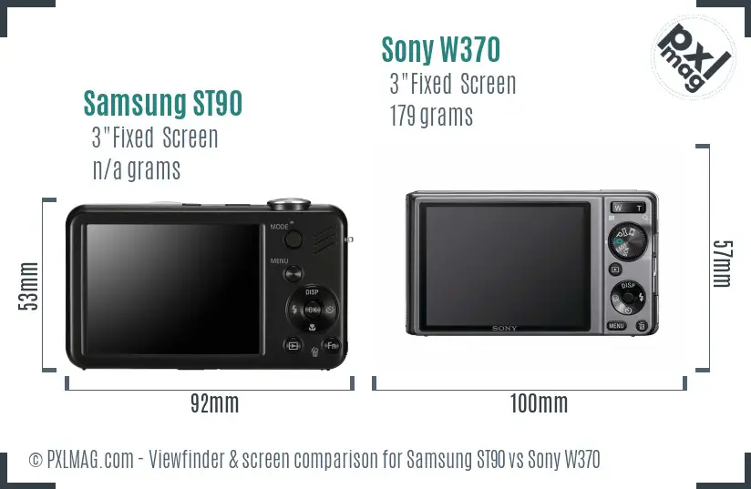 Samsung ST90 vs Sony W370 Screen and Viewfinder comparison Samsung ST90 vs Sony W370 Screen and Viewfinder comparison