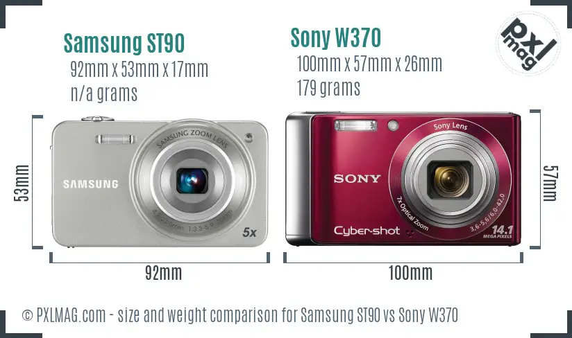 Samsung ST90 vs Sony W370 size comparison Samsung ST90 vs Sony W370 size comparison
