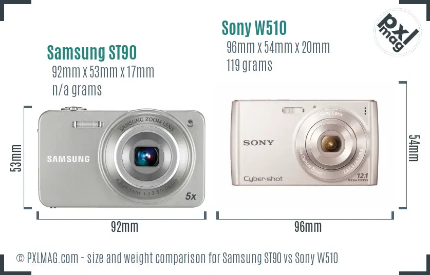 Samsung ST90 vs Sony W510 size comparison