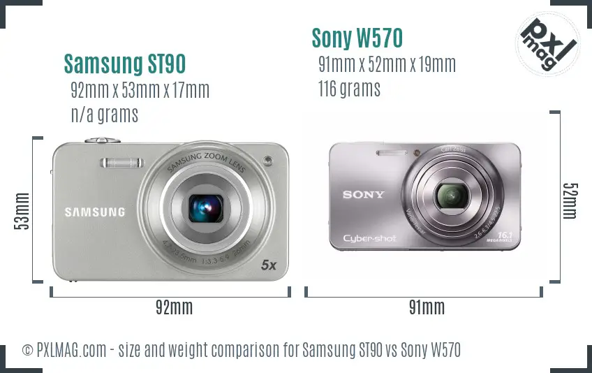 Samsung ST90 vs Sony W570 size comparison Samsung ST90 vs Sony W570 size comparison