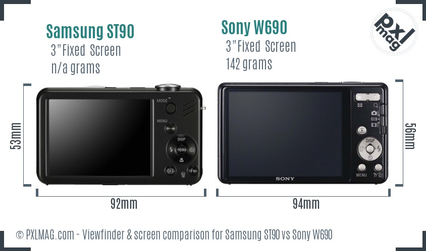 Samsung ST90 vs Sony W690 Screen and Viewfinder comparison