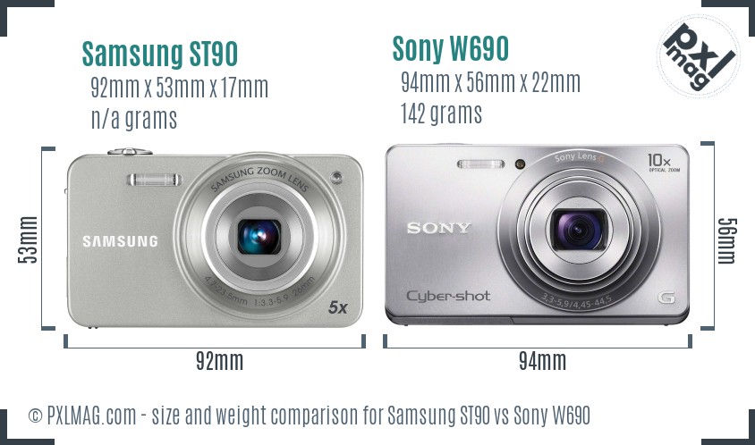 Samsung ST90 vs Sony W690 size comparison Samsung ST90 vs Sony W690 size comparison