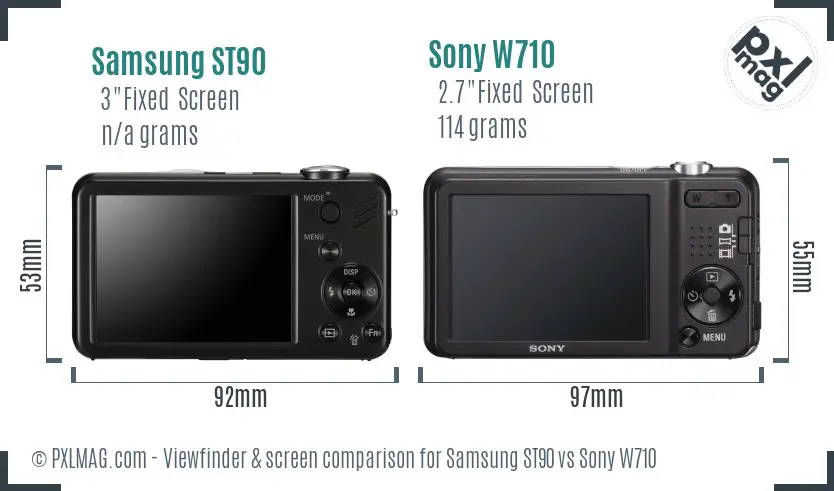 Samsung ST90 vs Sony W710 Screen and Viewfinder comparison