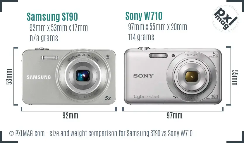 Samsung ST90 vs Sony W710 size comparison