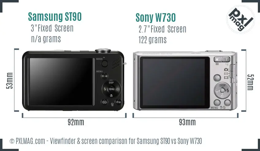 Samsung ST90 vs Sony W730 Screen and Viewfinder comparison Samsung ST90 vs Sony W730 Screen and Viewfinder comparison