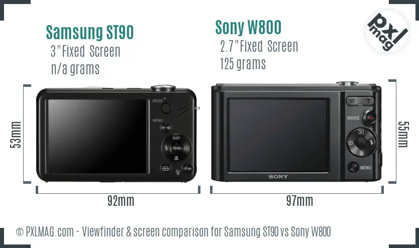 Samsung ST90 vs Sony W800 Screen and Viewfinder comparison