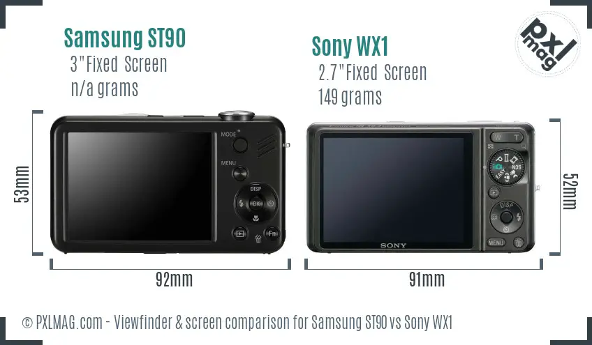 Samsung ST90 vs Sony WX1 Screen and Viewfinder comparison