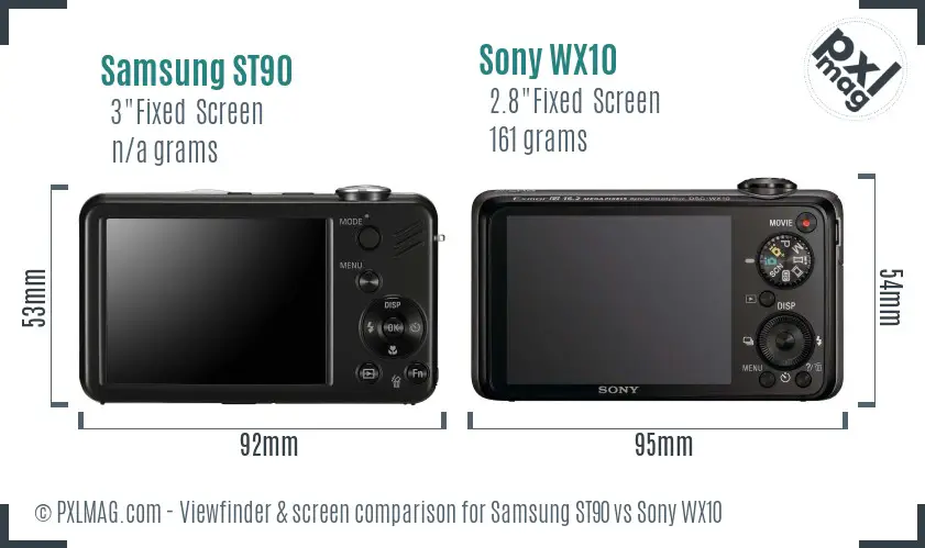 Samsung ST90 vs Sony WX10 Screen and Viewfinder comparison