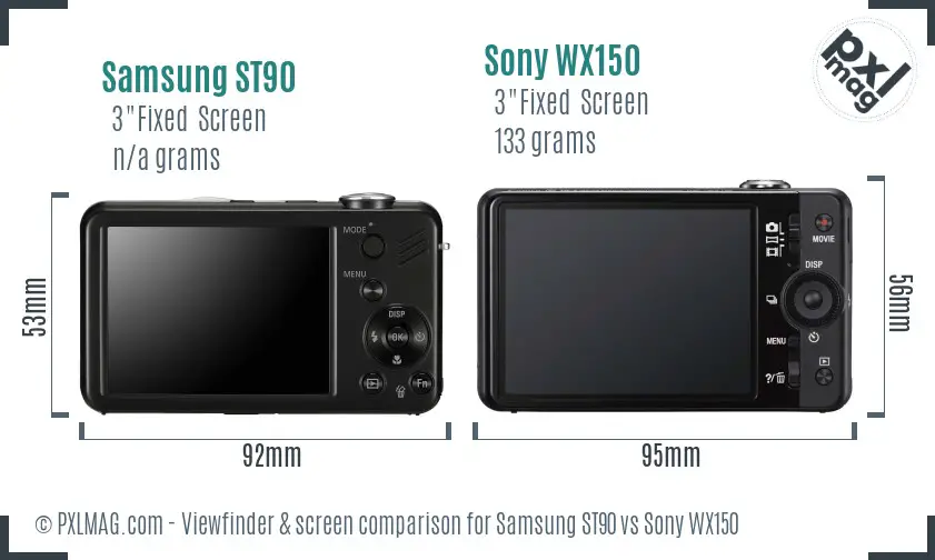 Samsung ST90 vs Sony WX150 Screen and Viewfinder comparison Samsung ST90 vs Sony WX150 Screen and Viewfinder comparison