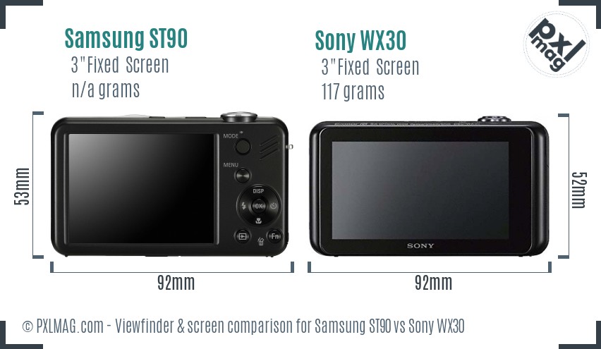 Samsung ST90 vs Sony WX30 Screen and Viewfinder comparison