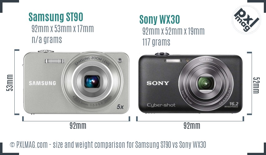 Samsung ST90 vs Sony WX30 size comparison