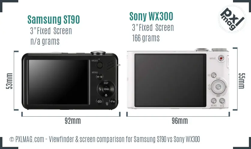 Samsung ST90 vs Sony WX300 Screen and Viewfinder comparison