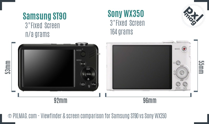 Samsung ST90 vs Sony WX350 Screen and Viewfinder comparison