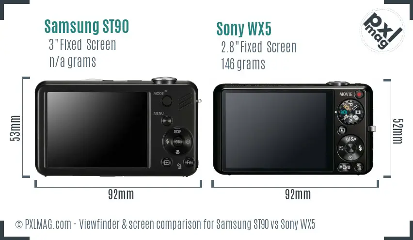Samsung ST90 vs Sony WX5 Screen and Viewfinder comparison Samsung ST90 vs Sony WX5 Screen and Viewfinder comparison