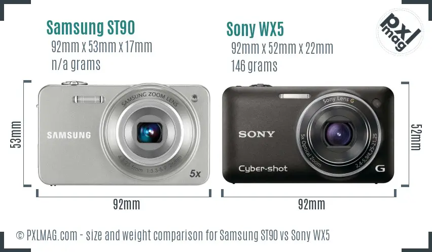Samsung ST90 vs Sony WX5 size comparison Samsung ST90 vs Sony WX5 size comparison