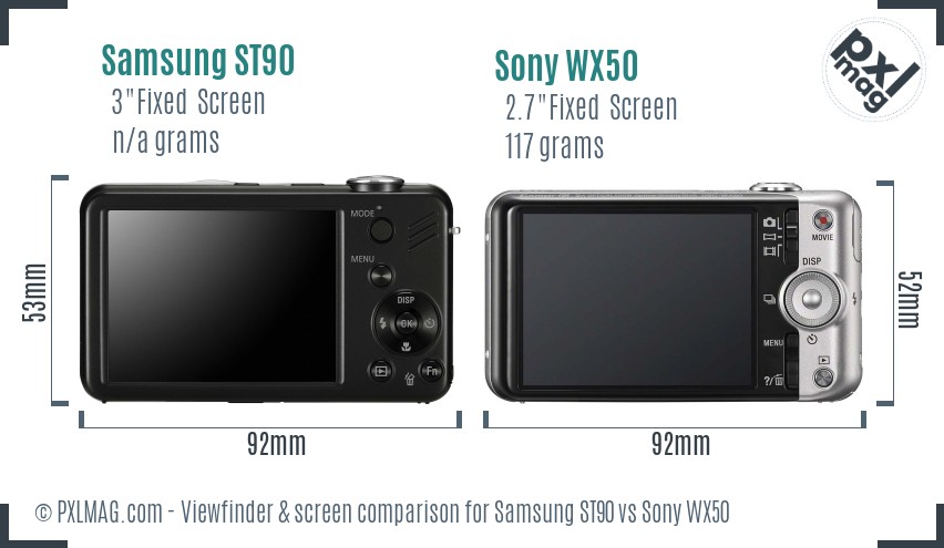 Samsung ST90 vs Sony WX50 Screen and Viewfinder comparison