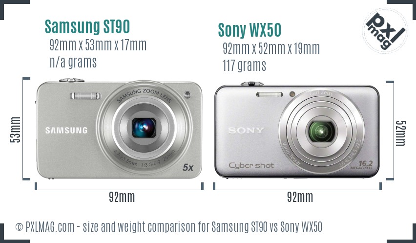 Samsung ST90 vs Sony WX50 size comparison Samsung ST90 vs Sony WX50 size comparison
