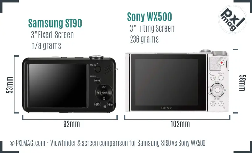 Samsung ST90 vs Sony WX500 Screen and Viewfinder comparison Samsung ST90 vs Sony WX500 Screen and Viewfinder comparison
