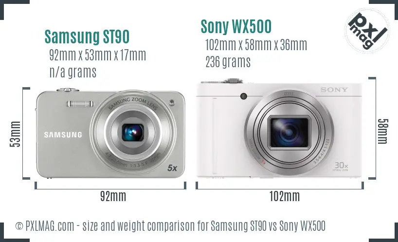 Samsung ST90 vs Sony WX500 size comparison Samsung ST90 vs Sony WX500 size comparison