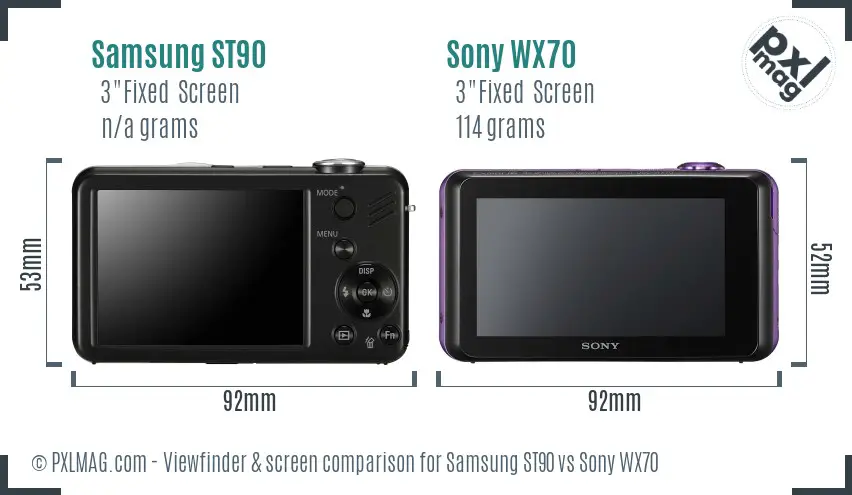 Samsung ST90 vs Sony WX70 Screen and Viewfinder comparison