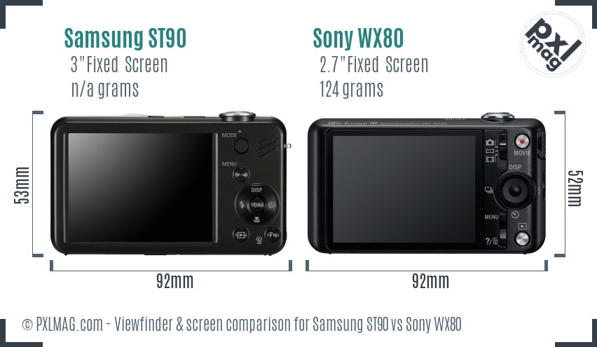 Samsung ST90 vs Sony WX80 Screen and Viewfinder comparison