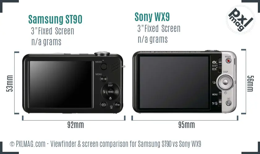 Samsung ST90 vs Sony WX9 Screen and Viewfinder comparison