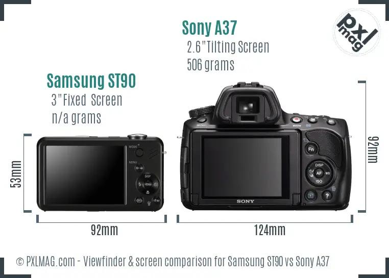 Samsung ST90 vs Sony A37 Screen and Viewfinder comparison