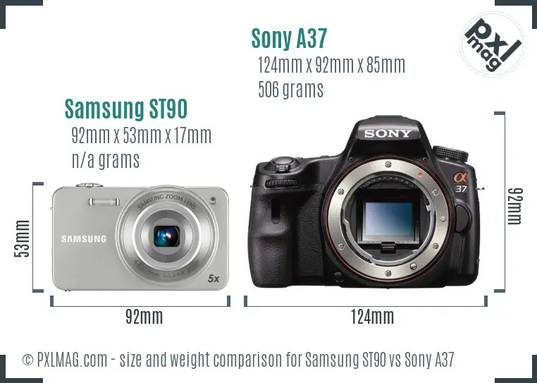 Samsung ST90 vs Sony A37 size comparison