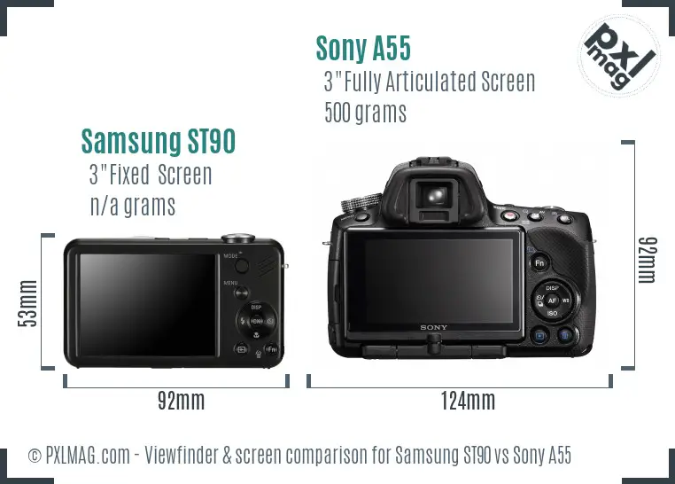 Samsung ST90 vs Sony A55 Screen and Viewfinder comparison Samsung ST90 vs Sony A55 Screen and Viewfinder comparison
