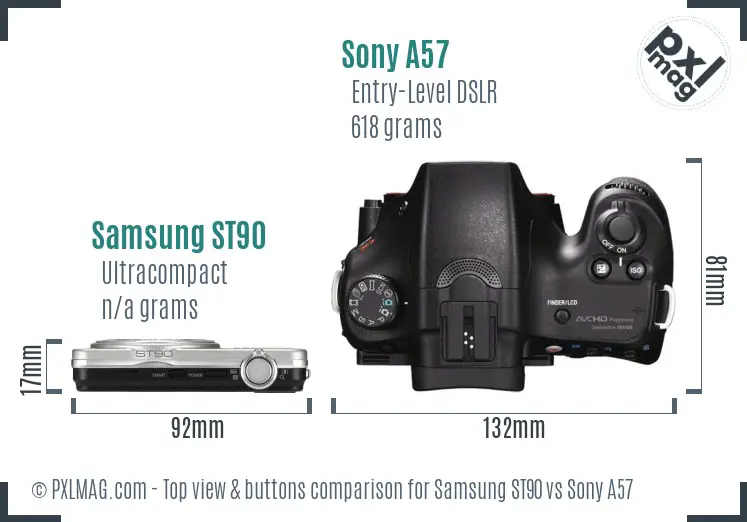 Top view showcasing the control layout of Samsung ST90 and Sony A57