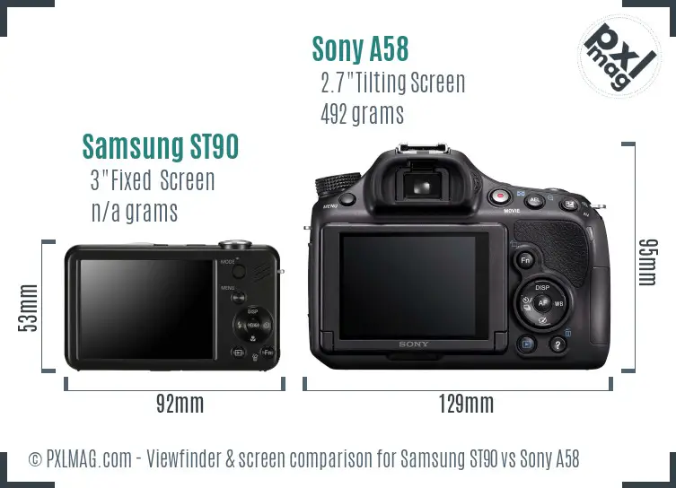 Samsung ST90 vs Sony A58 Screen and Viewfinder comparison Samsung ST90 vs Sony A58 Screen and Viewfinder comparison