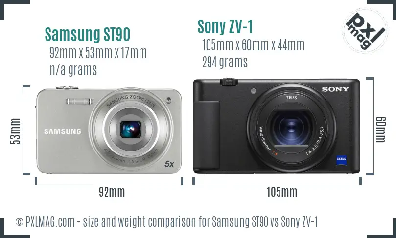 Samsung ST90 vs Sony ZV-1 size comparison