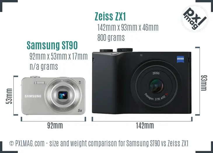 Samsung ST90 vs Zeiss ZX1 size comparison