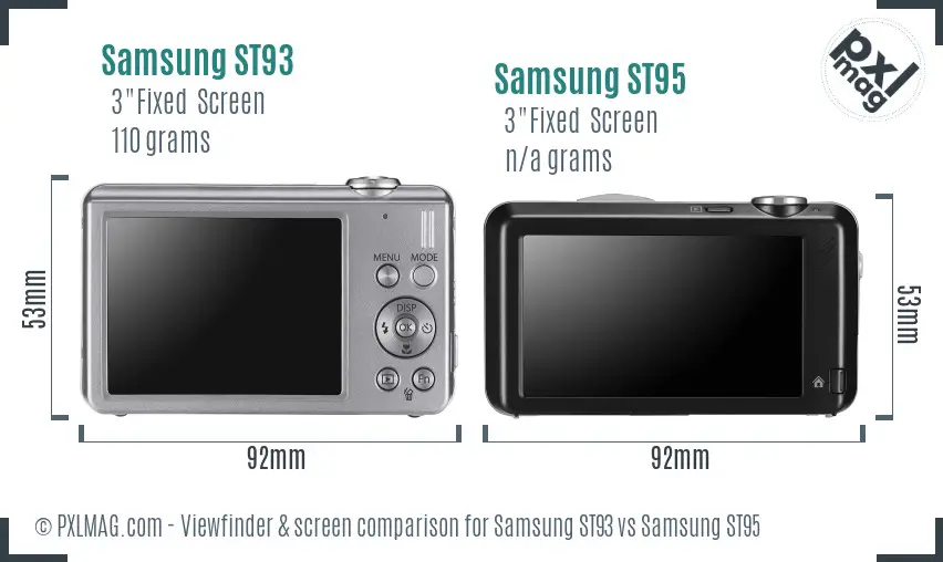 Samsung ST93 vs Samsung ST95 Screen and Viewfinder comparison