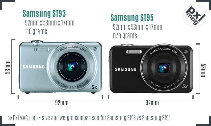 Samsung ST93 vs Samsung ST95 size comparison