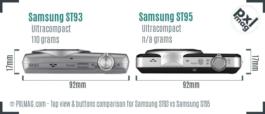 Samsung ST93 vs Samsung ST95 top view buttons comparison
