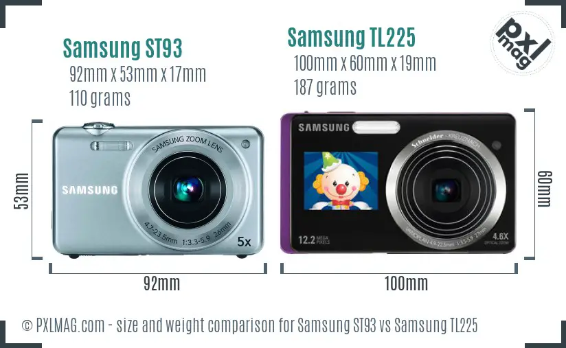 Samsung ST93 vs Samsung TL225 size comparison