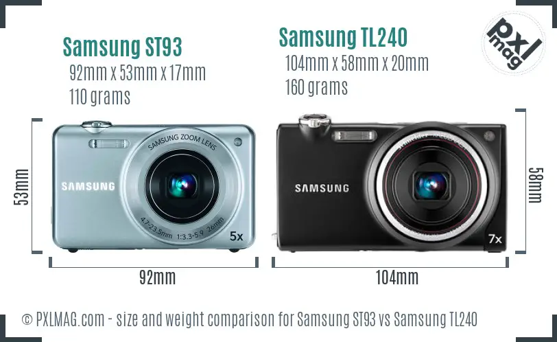 Samsung ST93 vs Samsung TL240 size comparison