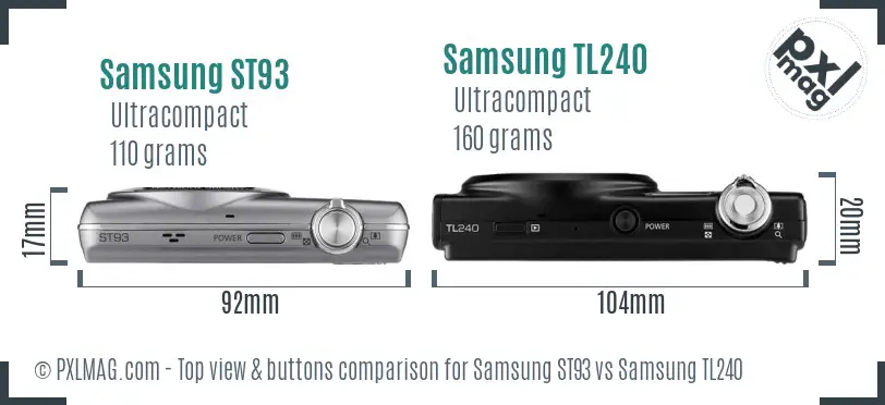 Samsung ST93 vs Samsung TL240 top view buttons comparison