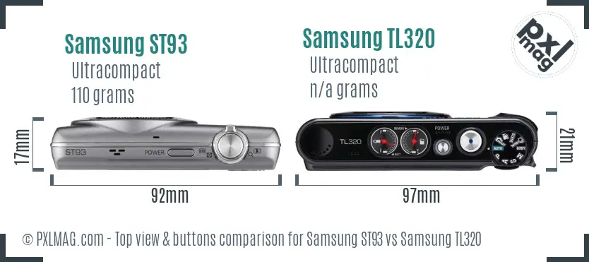 Samsung ST93 vs Samsung TL320 top view buttons comparison