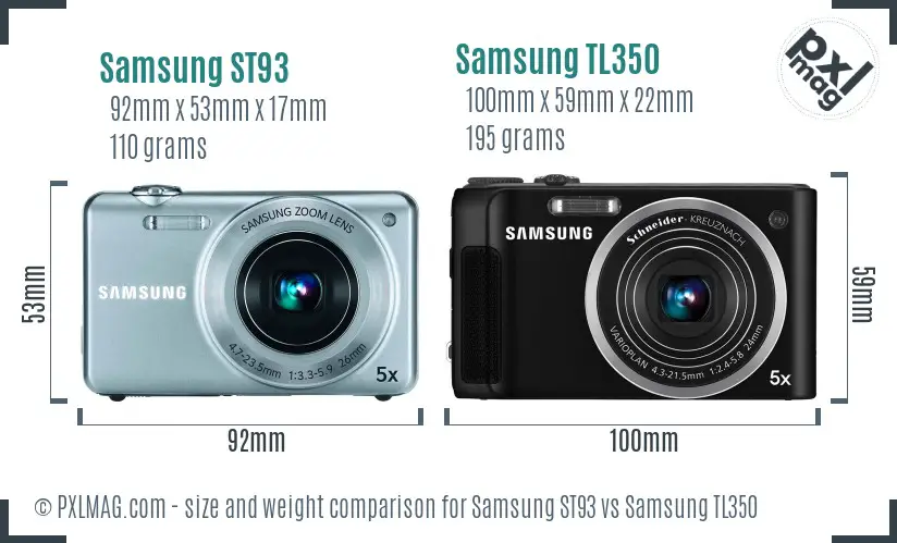Samsung ST93 vs Samsung TL350 size comparison