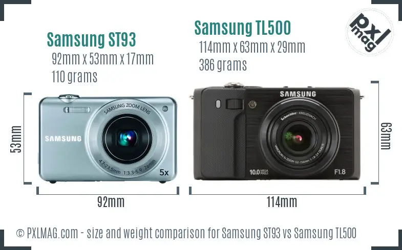 Samsung ST93 vs Samsung TL500 size comparison