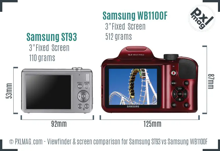 Samsung ST93 vs Samsung WB1100F Screen and Viewfinder comparison