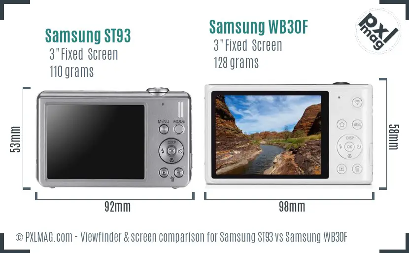 Samsung ST93 vs Samsung WB30F Screen and Viewfinder comparison